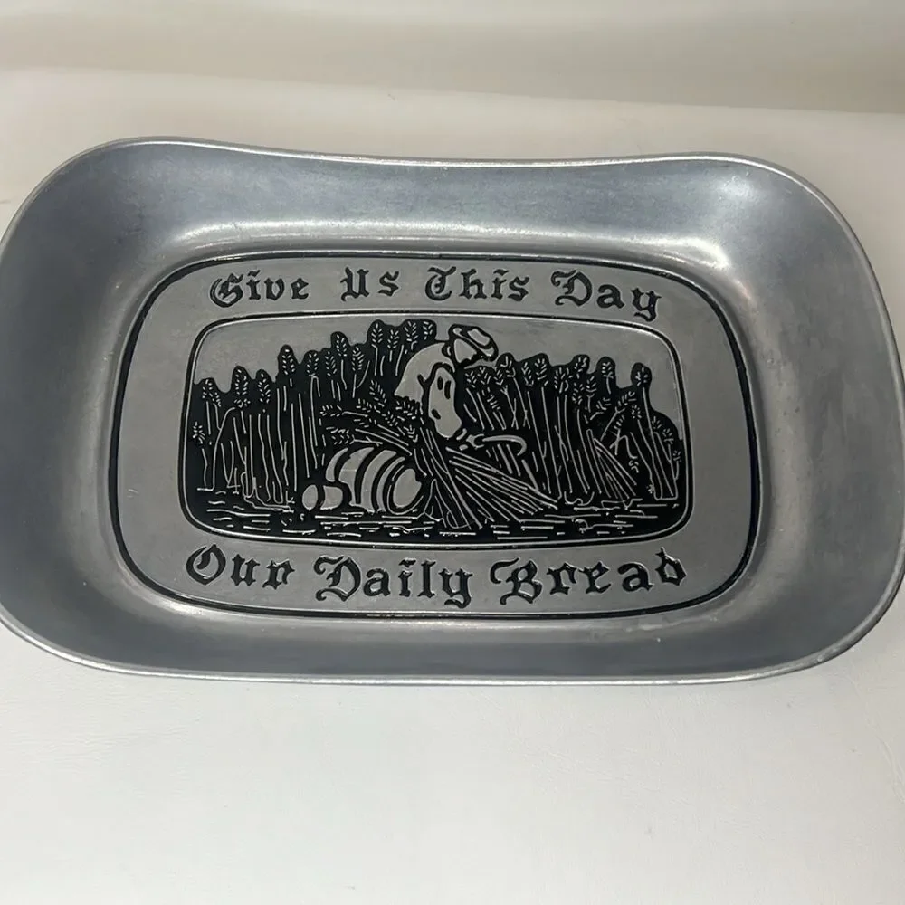 Wilton Armetale Tray Give Us This Day Our Daily Bread Cooking Serving Food Drink